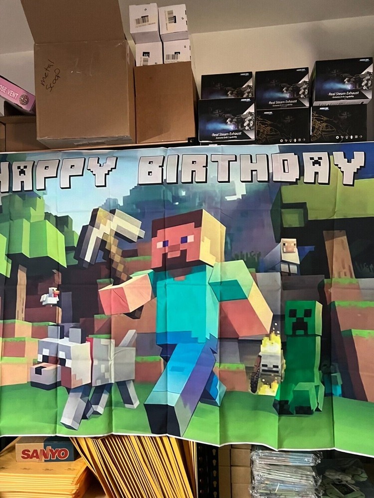 Birthday Mine Craft Party Banner 3 x 5
