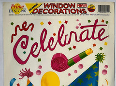 Party window clings, “Celebrate”, from Prime Designs, Reusable, NOS