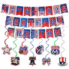 Independence Day Banner,4th of July Patriotic Theme Banner and Hanging Swirl …