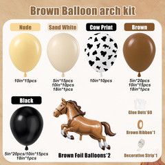 Western Cowboy Balloon Arch Kit with Black Dark Brown Sand White Nude Cow Print
