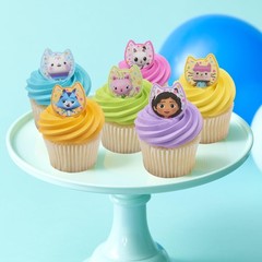 DreamWorks Gabby’s Dollhouse Rings, 24 Cupcake Decorations Featuring Gabby, P…