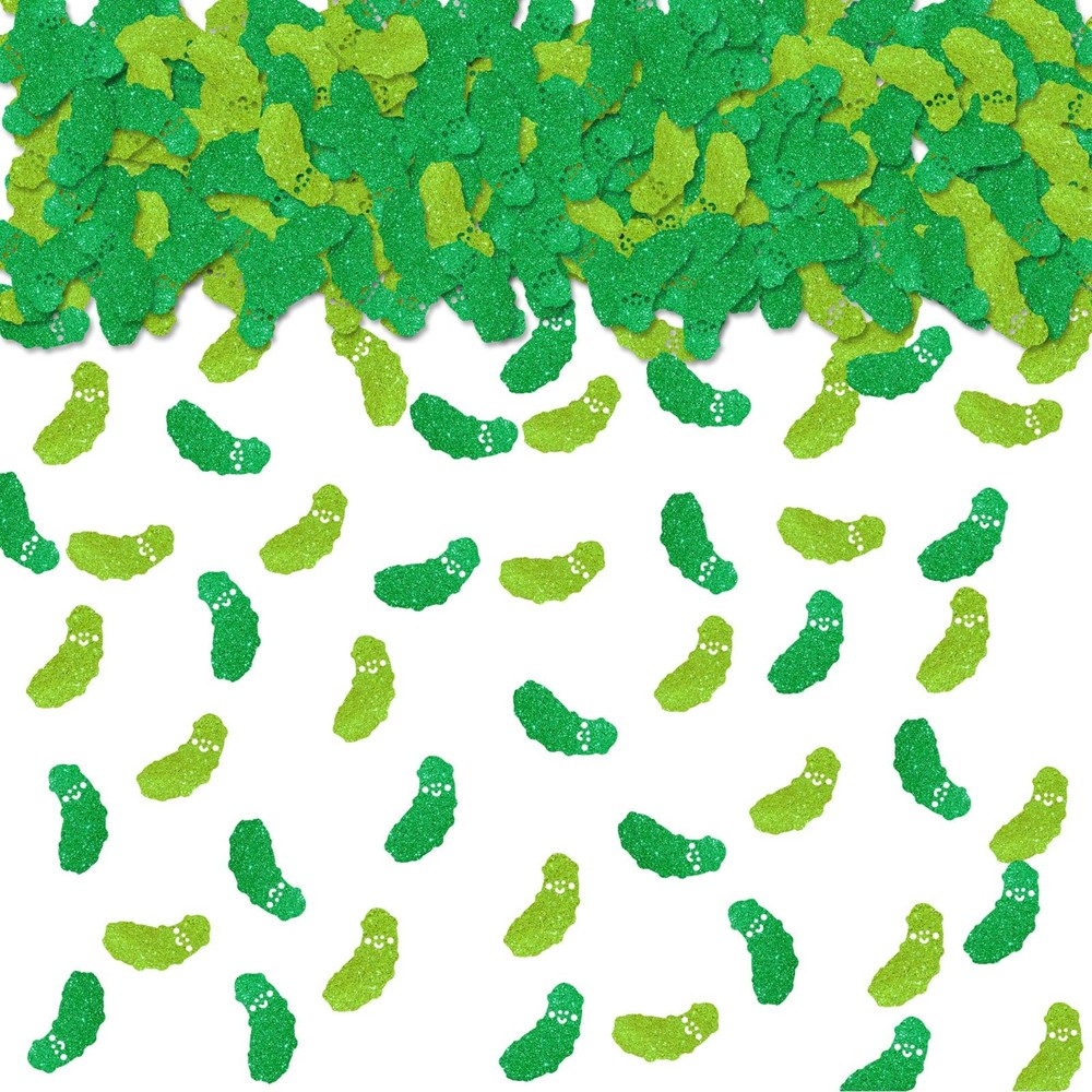 100 PCS Cucumber Confetti Green Glitter Pickle Table Funny Paper Scatters