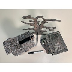Creepy Halloween Houses + Haunted Tree Cutout – Handcrafted VTG Fall Party Decor