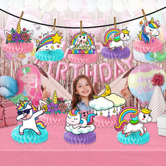 9PCS Unicorn Honeycomb Centerpieces Themed Birthday Party Decorations Rainbow Co