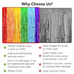 Rainbow Party Decorations, Thicken 2 Pack 3.2 x 8.2 FT Pride 6.6 x 8.2 FT