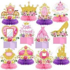 12 Pcs Floral Princess Honeycomb Centerpieces Princess Themed Party Decoratio…