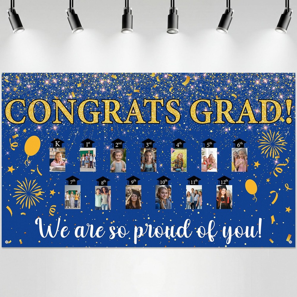 2026 Graduation Backdrop K-12th Congrats Grad Banner 73 x 44 Inch Personalized..