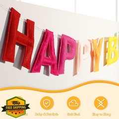 Woonnuk Felt Birthday Banner Rainbow