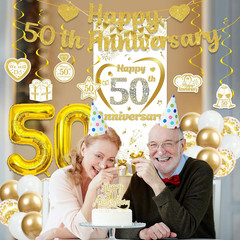 50Th Anniversary Decorations Women Men – 37 Pcs Gold Glitter Happy 50Th Annivers