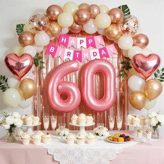 60Th Birthday Decorations for Women, Rose Gold and Pink Party Supplies Set with