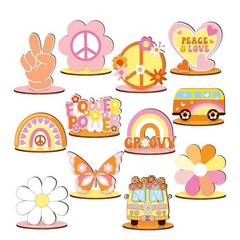 12 Pcs Groovy Party Decorations Centerpieces for Tables Birthday Party Hippie