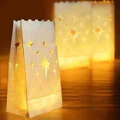 White Luminary Bags, Upgraded Moisture-Proof Candle Bags, Stars Design Lumina…