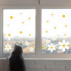 72pcs Daisy Window Clings, Summer Spring Stickers Cute Colourful