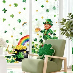 6 Sheets St. Patrick’ s Day Window Clings Window Decal Shamrock Clover Leprecha