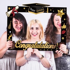 2026 Graduation Photo Booth Props, Black Gold Graduation Photo Prop Frame & G…