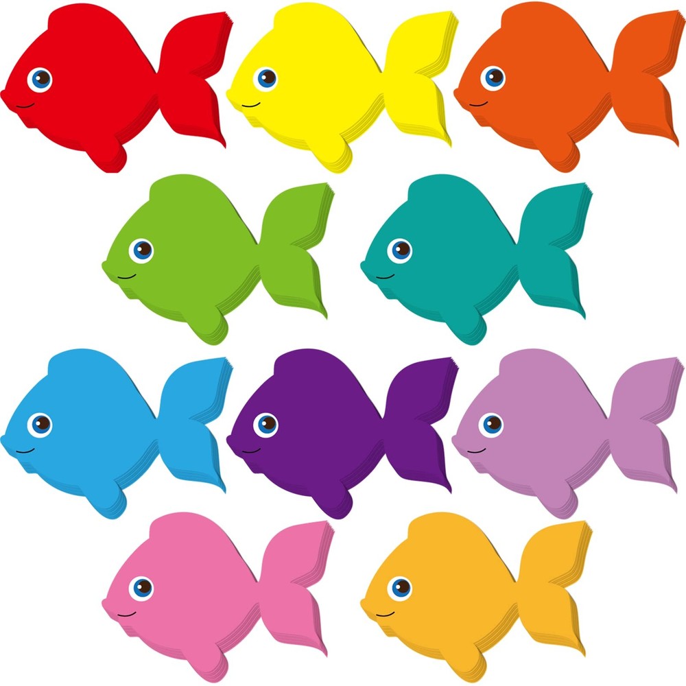 200 PCS Fish Paper Cutouts 3.15 inch Colorful Accents for Bulletin Boards