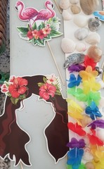 Hawaiian Luau Photo Booth Props & Handmade Foam Board Frame With Shells , Luau