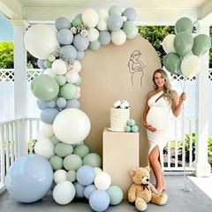 155Pcs Dusty Blue Sage Green Balloon Garland Arch Kit, Macaron Blue Moonlight…