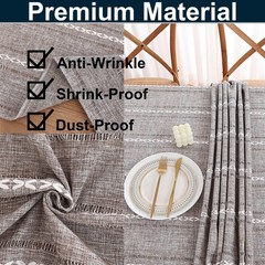 Gernaice Boho Striped Oval Tablecloth, Linen Fabric Cut-Out Embroidery Style Tab