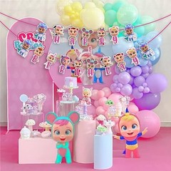 «– Cute Baby Doll Cartoon Theme Party Cri Babes Happy Birthday Banner