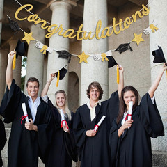Congratulations Banner Gold Graduation Decorations Class of 2026 Prestrung Congr