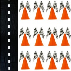38 Pieces Set – 12 Traffic Cones With Hole on Top, 24 Checkered Flags, Racetr…