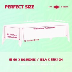 2-Pack White Rectangle Tablecloth 60×102 Inch – Wrinkle & Stain Resistant Pol…