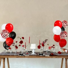 68Pcs Red Black White Latex Balloons 12 Inch with Black Red Confetti Balloons…
