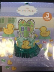 Baby Shower Table Decorating Kit Gender Neutral MultiColor Ducks 3pcs + Confetti