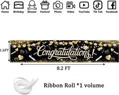 Congratulations Decorations 2026 Banner Graduation Backdrop Class of 2026 Black