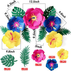Tropical Party Decorations Supplies, Luau Hibiscus and Tropical Leaves Multi-Col
