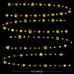 Gold 40Th Birthday Decorations Number 40 Circle Dot Twinkle Star Garland Metalli