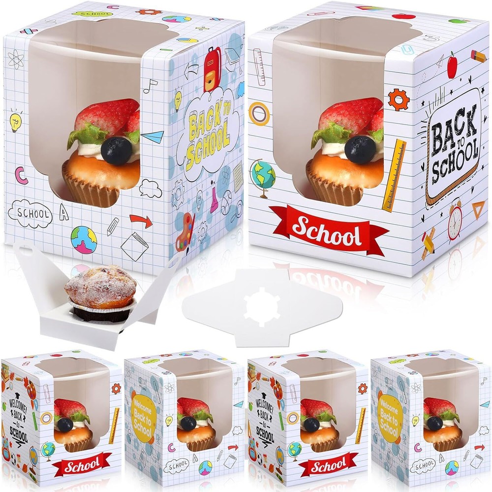 48 PCS Back to School Party Cupcake Boxes Individual with as pictures shown