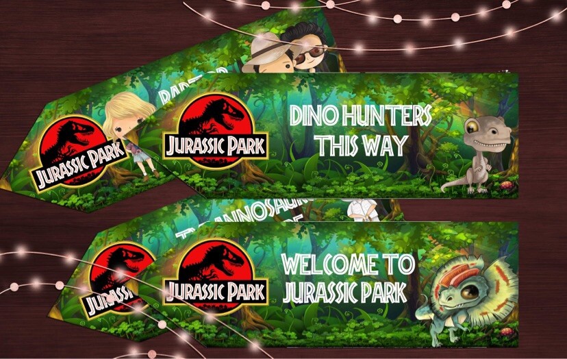 Set of 4 Jurassic Park Party Decoration Arrows Dinosaur Birthday Celebration