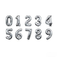 10 Pcs Silver Number 0-9 Balloons 16 Inch Number Mylar Foil Balloons Custom D…