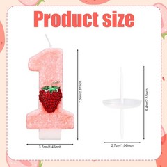 Strawberry Number 1 Candle, Cute Berry One Candle pink, red