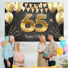 6x4ft Happy 65th Birthday Banner Backdrop – 65 Years Old Birthday Decorations…