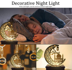 Ramadan Decorations for Home, Ramadan Lights, Eid Mubarak Decorations, 3D Wooden