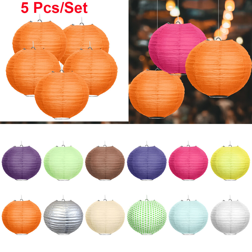 5 Pcs Paper Lantern Lamp Shade Decoration Wedding Birthday Party Festival 10″