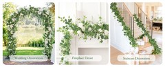 3Pcs Fake Eucalyptus Vines, 6.5FT Silk Ivy Garland, Odorless Lush Green Leaves