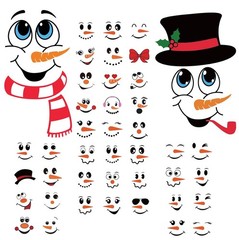 43 PCS Snowman Face Stickers for Crafts 7.87 Inches X 11.81 Inches, Red