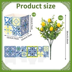 Giegxin Blue Tiles Lemon Table Centerpiece Decor Amalfi Small, Multi Color