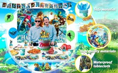112 Pcs Zelda Party Decorations Tableware Set Napkins Backdrop Plates Banner