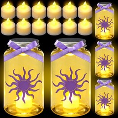 12 Sets Princess Sun Lantern with LED Candles for Centerpieces Purple Princes…