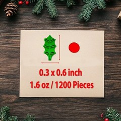 Christmas Xmas Holly Berries Confetti Red Green Leaves PVC Holiday Party Decor
