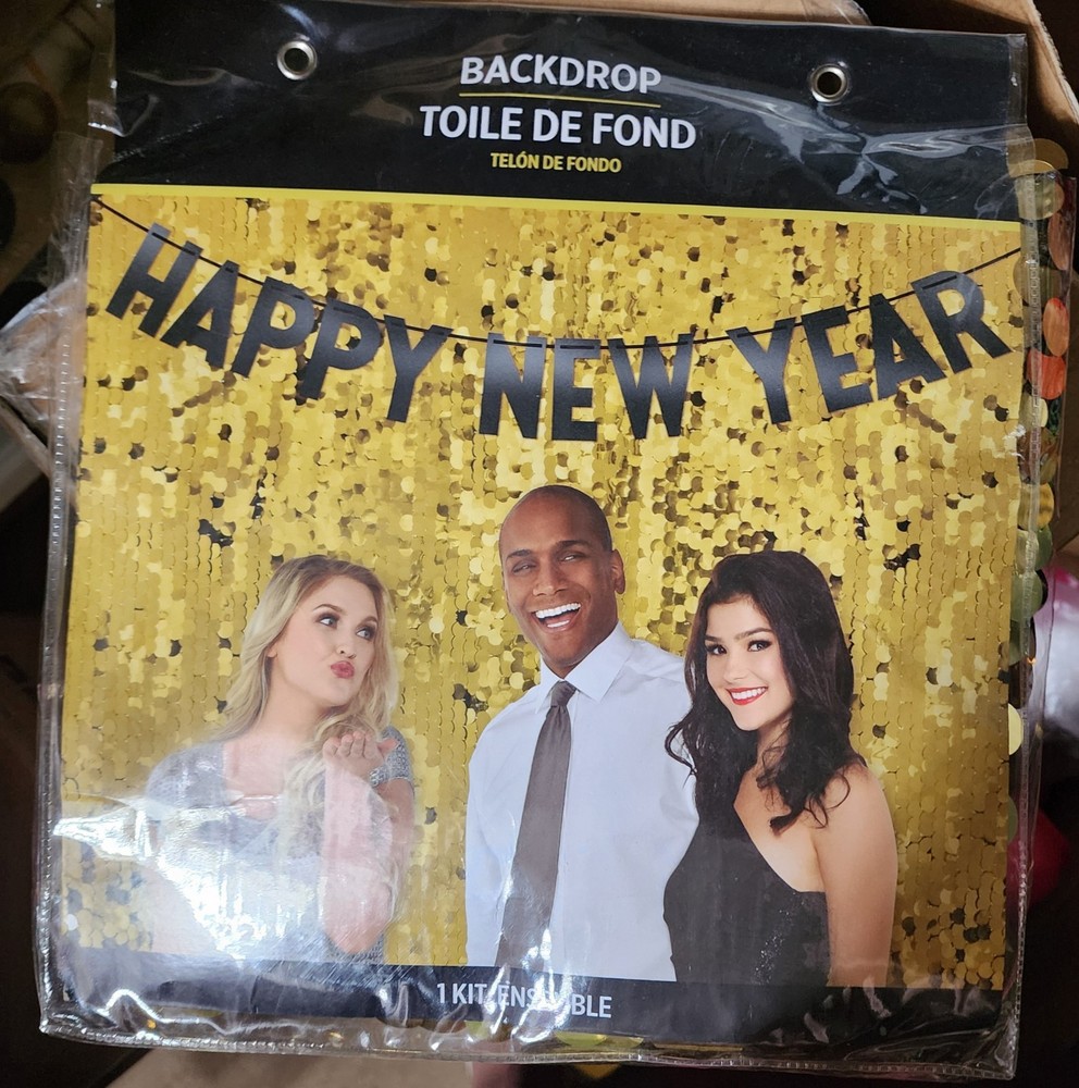 Gold Sequin New Years Eve Backdrop, Multipurpose, Party Decorations