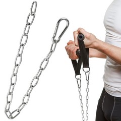 1Pcs Dual Grip Tricep Chain Extension for Cable Machines Silver Heavy Duty Iron