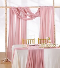 6 Panels Dusty Rose Wedding Arch Drapes Fabric 6 Yards Chiffon Drapery Sheer