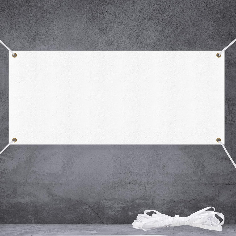 Large Banners and Signs, Vinyl Banner Blank 2×6 Ft, White Polyester Oxford Cloth