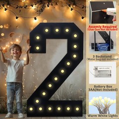 Giant Number 55 Marquee Light 4FT Black Birthday Party Decoration LED Lights